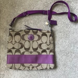 Coach purple striped crossbody